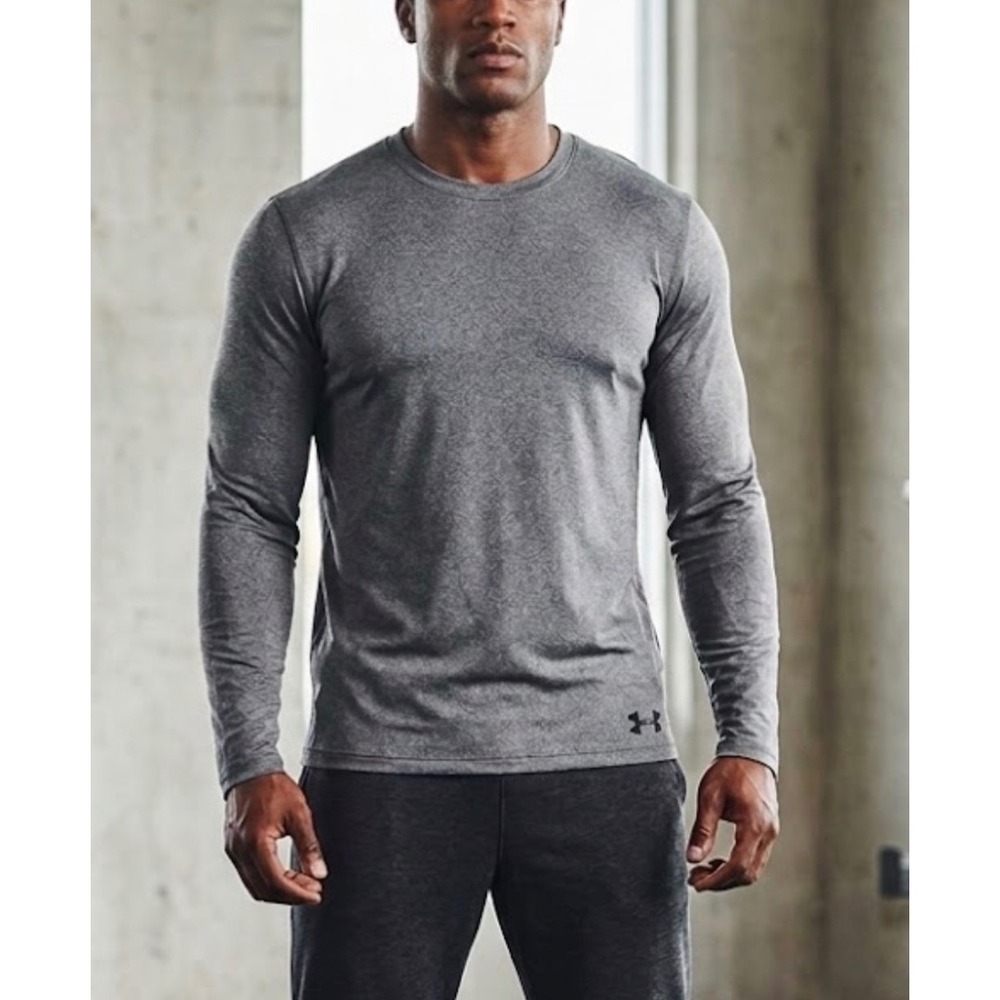 Under Armour ColdGear Mens XL Fitted Long Sleeve Shirt Gray Crew Neck Base Layer